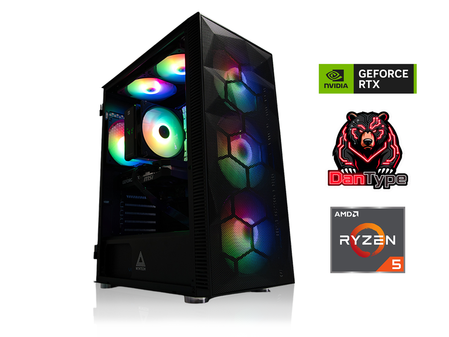 Gaming PC Schwarz | RTX 5050 (8GB) | AMD Ryzen 5 5500 | 16GB RAM | 500GB SSD | Win 11