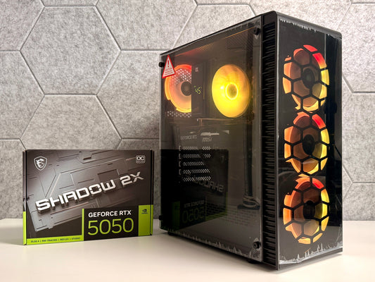 Gaming PC Schwarz | MSI RTX5050 Shadow 2X OC (8GB) | AMD Ryzen 5 5600 | 1TB SSD | 16GB RAM | Win 11